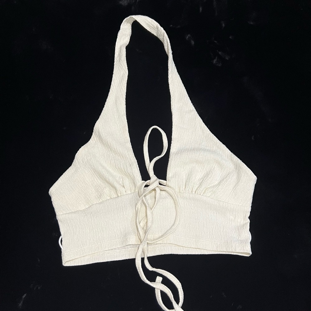 🆕 Urban Outfitters Cream Valeria Halter Top, Women's Size Medium - Picture 5 of 10
